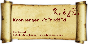 Kronberger Árpád névjegykártya